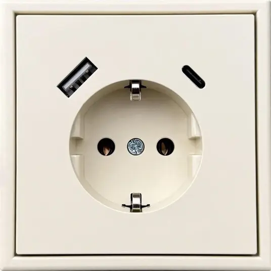 Kištukinis lizdas MODERN, su įžeminimu ir USB A+C krovikliu, smėlio sp.-1
