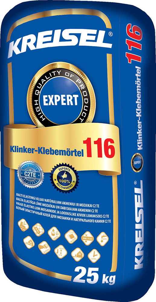 Klinkerio plytelių klijai KREISEL EXPERT KLINKER-KLEBEMORTEL 116, 25 kg-0