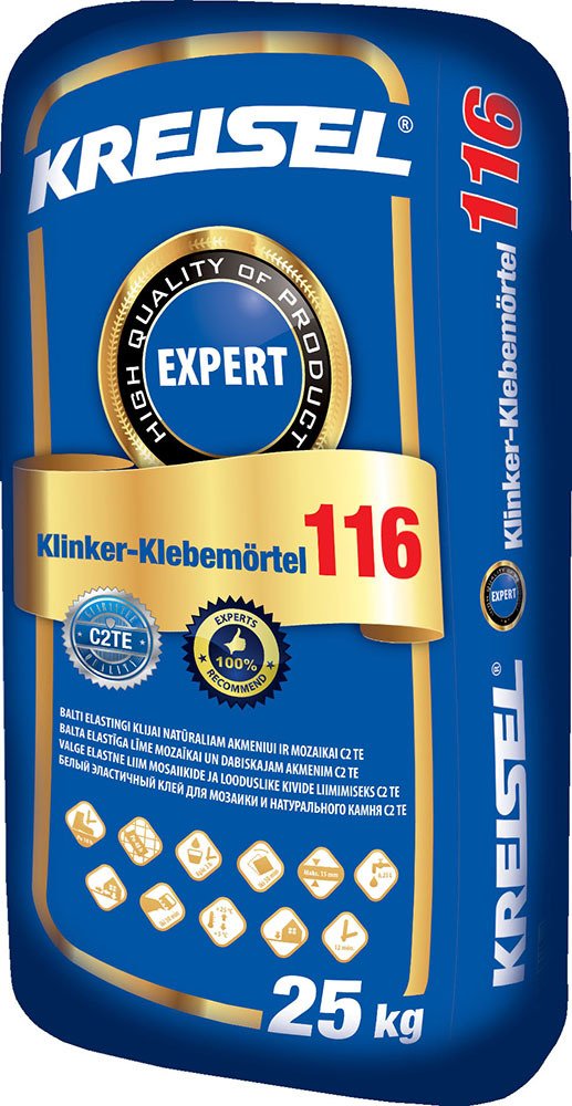 Klinkerio plytelių klijai KREISEL EXPERT KLINKER-KLEBEMORTEL 116, 25 kg