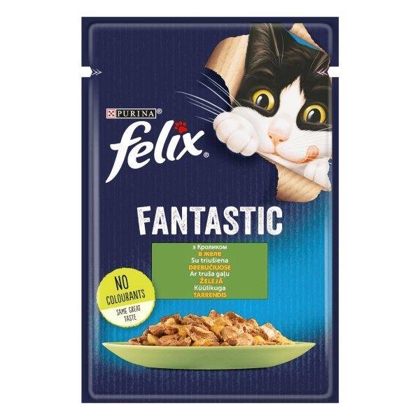 Konservuotas kačių ėdalas FELIX Fantastic su triušiena 85g