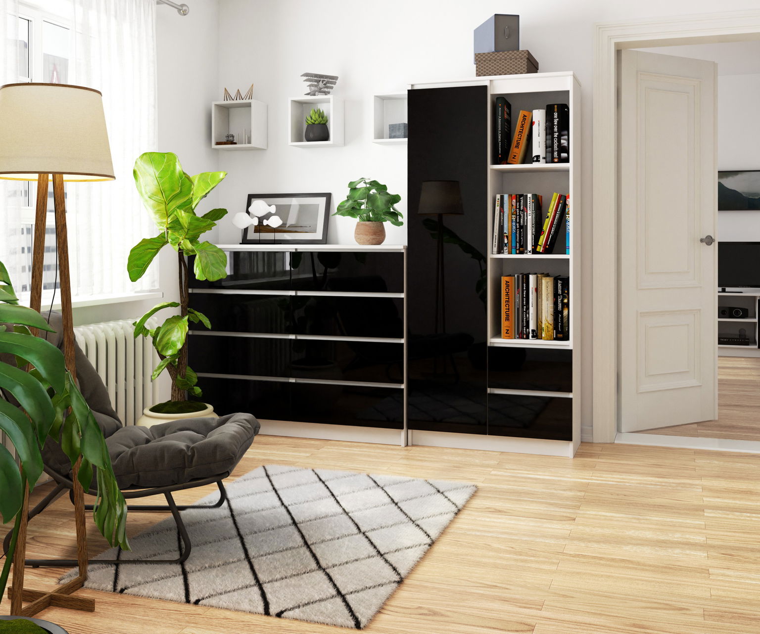 Lentyna CLP R80 R11, balta/juoda blizgi - 5