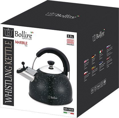 Virdulys su švilpuku BOLLIRE, juodos sp., 2,5 l-1