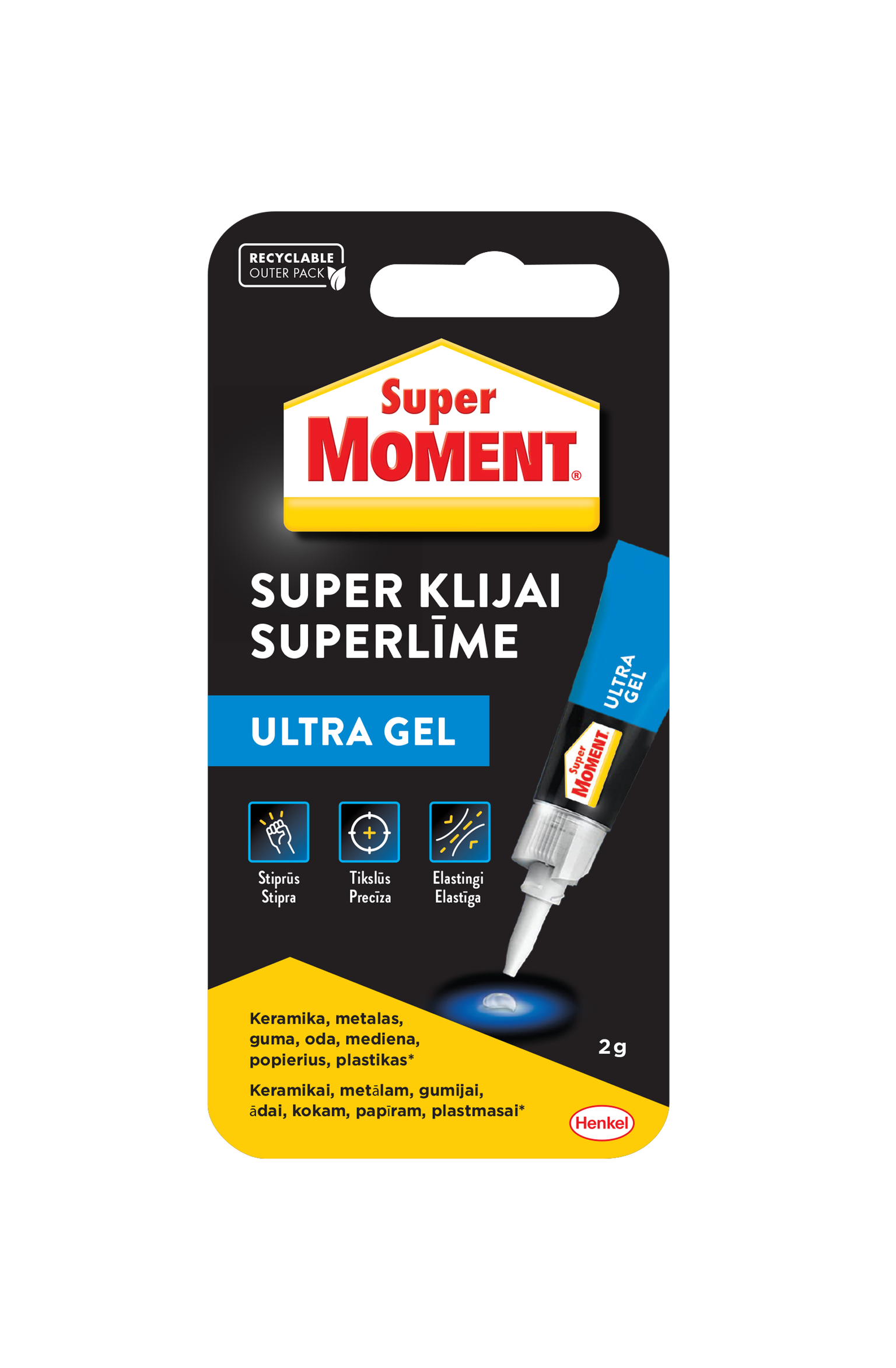 Universalūs klijai SUPER MOMENT Ultra Gel, 2 g - ermitazas.lt