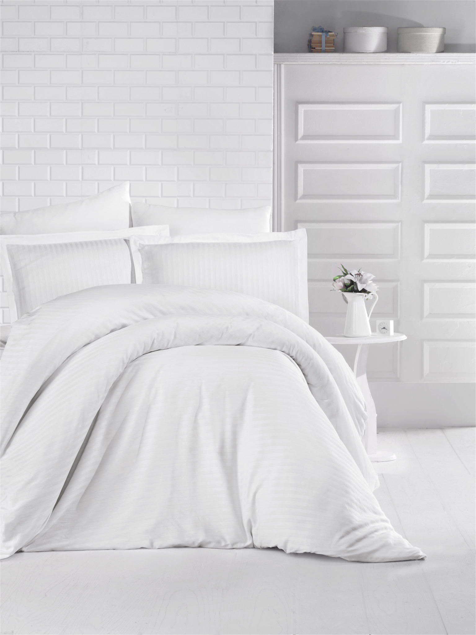 Satininės patalynės kompl. CREYA STRIPE, baltos sp., 140x200cm, 50x70cm, 70x70cm, 100% medv.-0