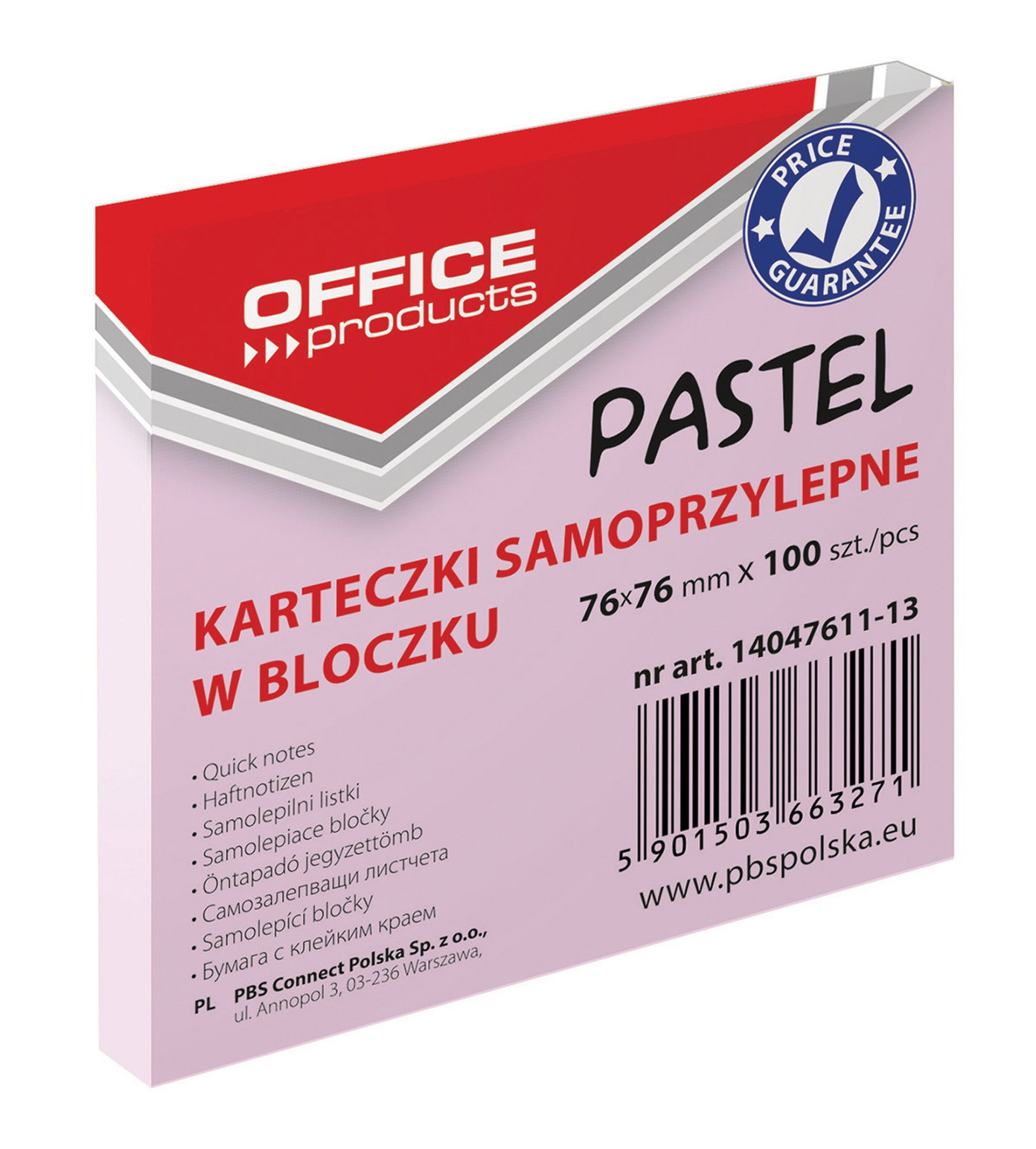 Lipnūs lapeliai Office Products, 76x76 mm, 100 vnt, rausvi-0