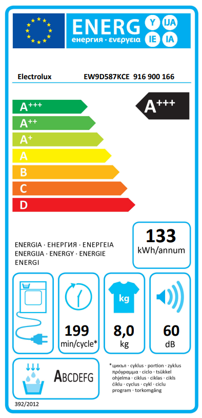 Džiovyklė ELECTROLUX EW9D587KCE, 8 kg - 3