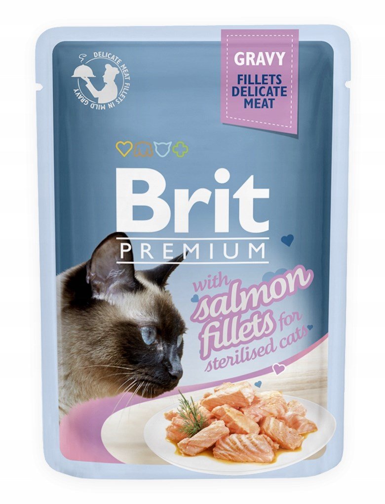 Konservuotas ėdalas katėms Brit Premium Cat Delicate Salmon for Sterilised in Gravy, 85 g