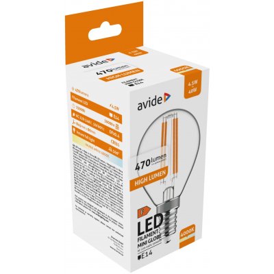 LED lemputė AVIDE, E14, G45, 4W (=35W), 4000K, 220-240V, 470 lm, 360° - 2
