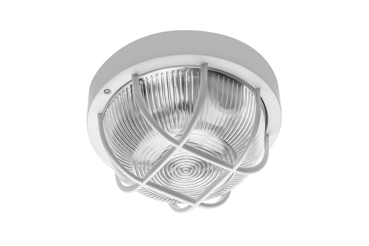 Plafoninis šviestuvas GTV IBIZA, max 40 W, E27, IP44, su apsauginėmis grotelėmis, baltos sp., ø19 cm-0
