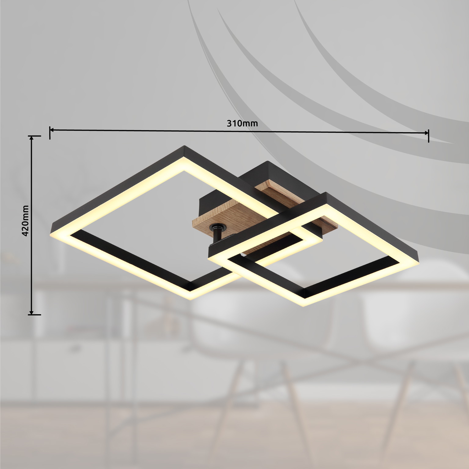 Lubinis LED šviestuvas GLOBO BARD,15W,3000K,1550lm,medis/metalas,matin juodos sp,8x31x42cm - 5