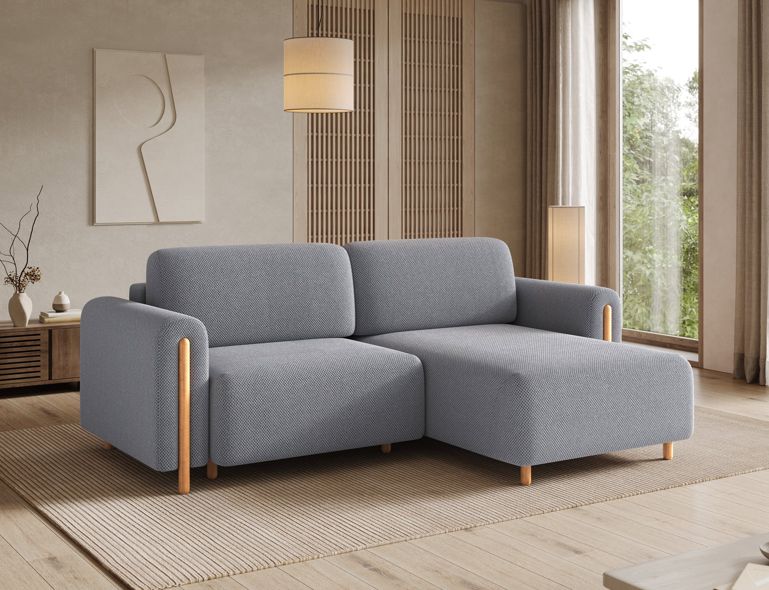 Kampinė sofa Acossta Calmora 05, pilka sp., dešininė, 154 x 244 cm x 95 cm - 4