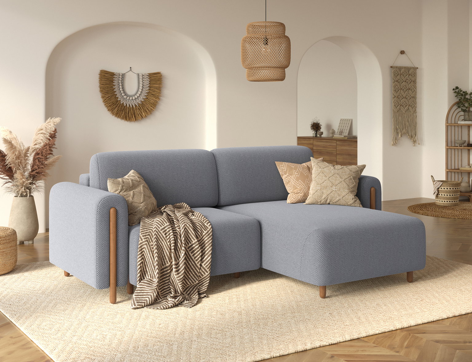 Kampinė sofa Acossta Calmora 05, pilka sp., dešininė, 154 x 244 cm x 95 cm - 5