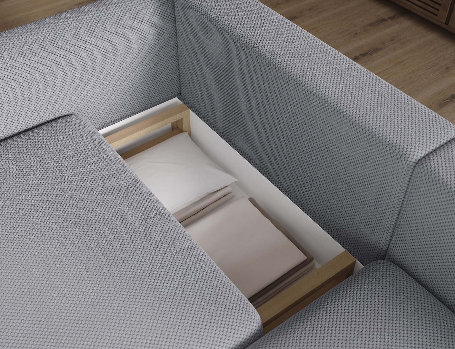 Kampinė sofa Acossta Calmora 05, pilka sp., dešininė, 154 x 244 cm x 95 cm - 7