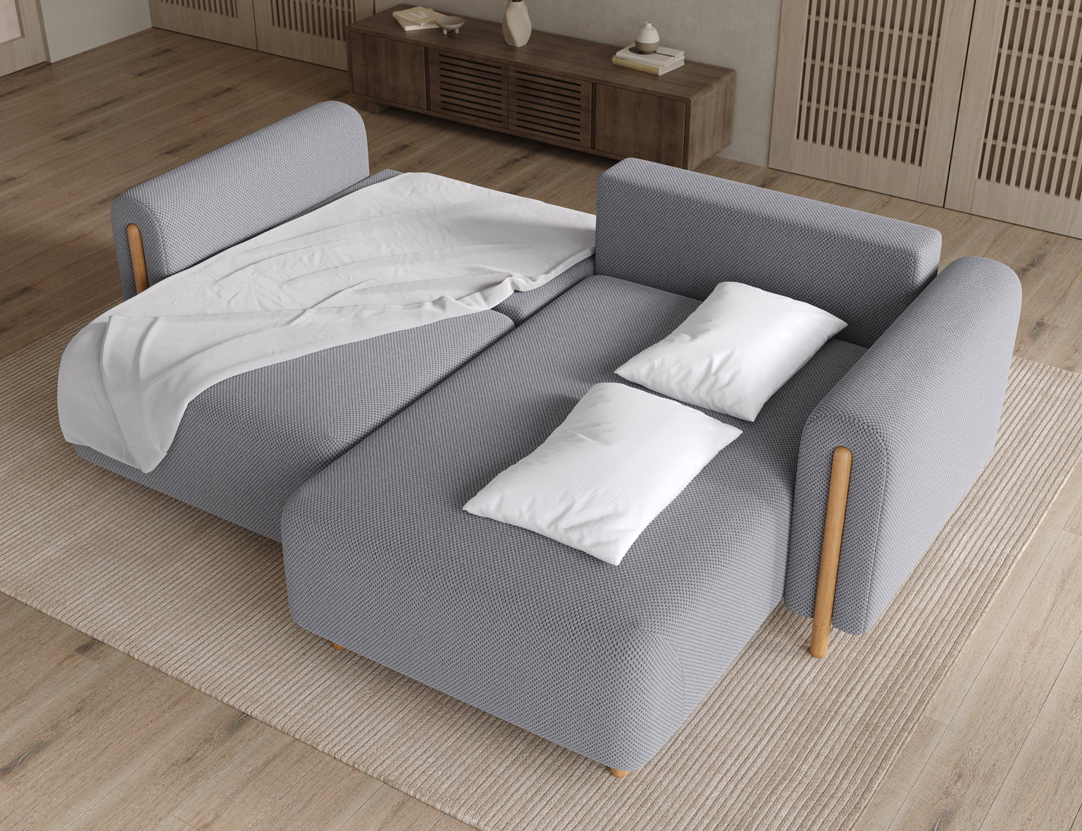 Kampinė sofa Acossta Calmora 05, pilka sp., dešininė, 154 x 244 cm x 95 cm - 6