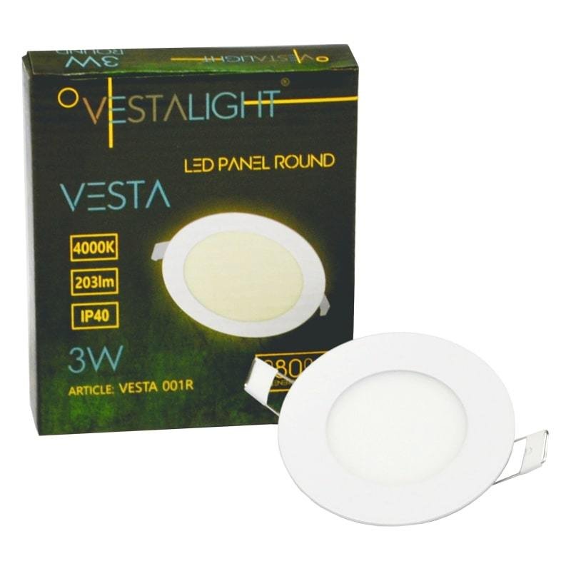Įleidžiama LED panelė VESTALIGHT, 3 W, 4000 K, 203 lm, IP40, Ø8,5 cm - 7