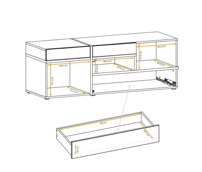 TV spintelė Cross su LED apšvietimu, ąžuolo-1