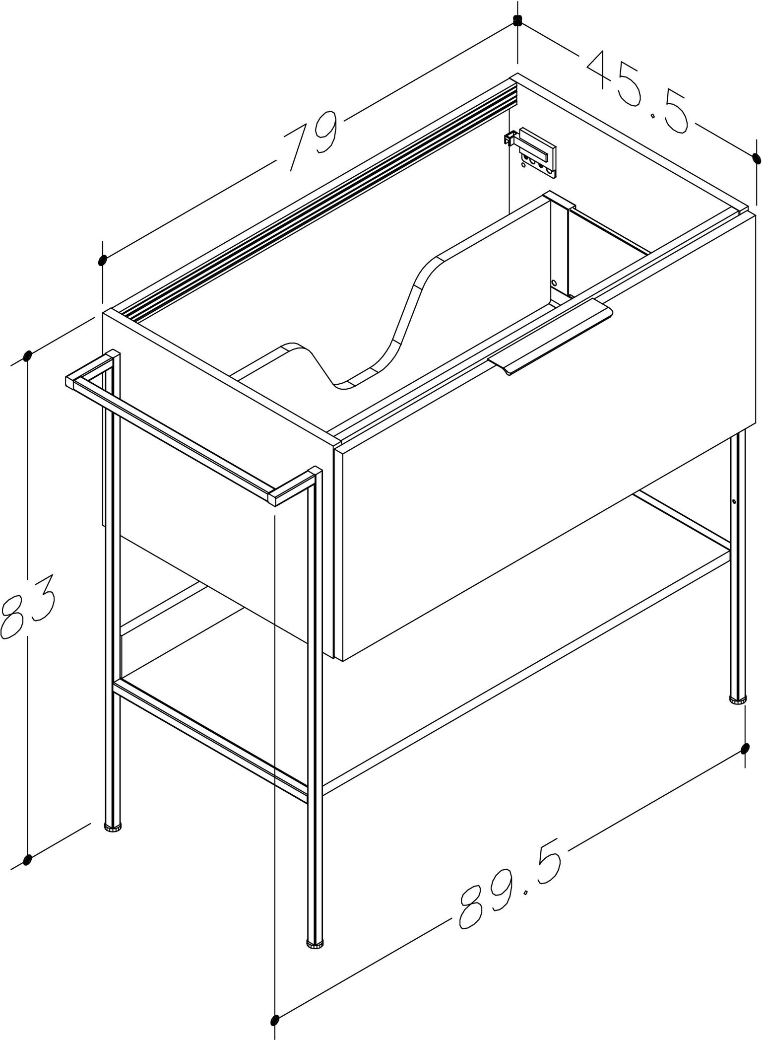 Vonios spintelė RB BATHROOM MONO 80, be praust., tabako ąžuolo sp., 79 x x 83 x 45,5 cm-2