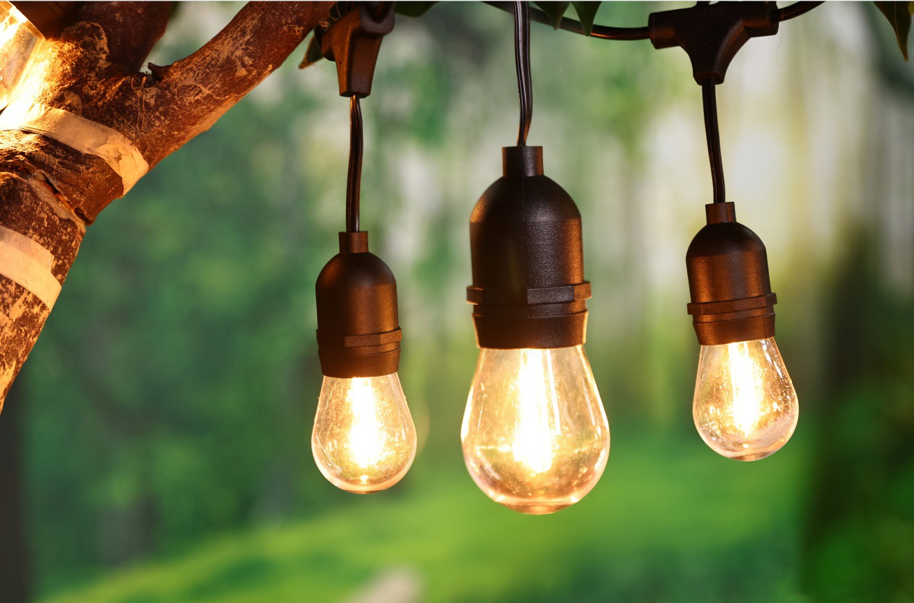 Terasų elektrinė girlianda PARTY BULBS PAPAYA, IP44, 10LED, sujungiamos, šiltai baltos sp., 4.5 m-0