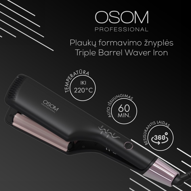 Plaukų formavimo žnyplės Triple OSOM8703, 88 W - 2