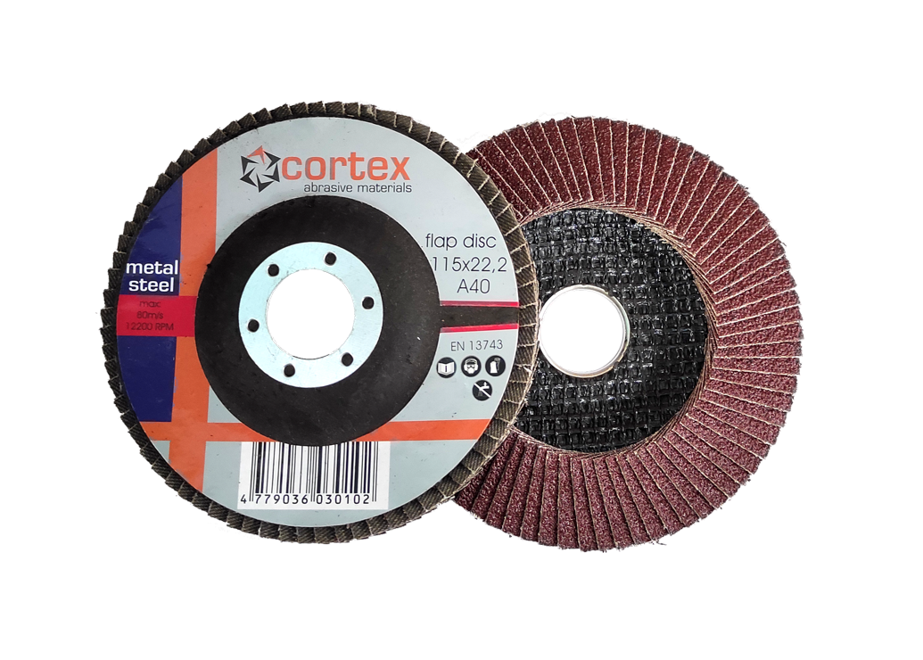 Žiedlapinis šlifavimo diskas CORTEX, 115 x 22 mm, P40, aliuminio oksidas