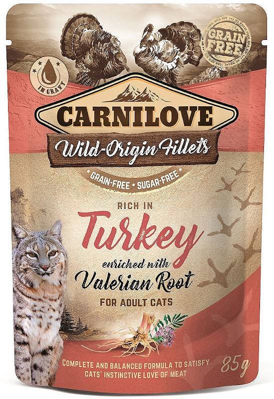 Konservuotas ėdalas katėms CARNILOVE, su kalakutiena ir valerijonu, 85 g