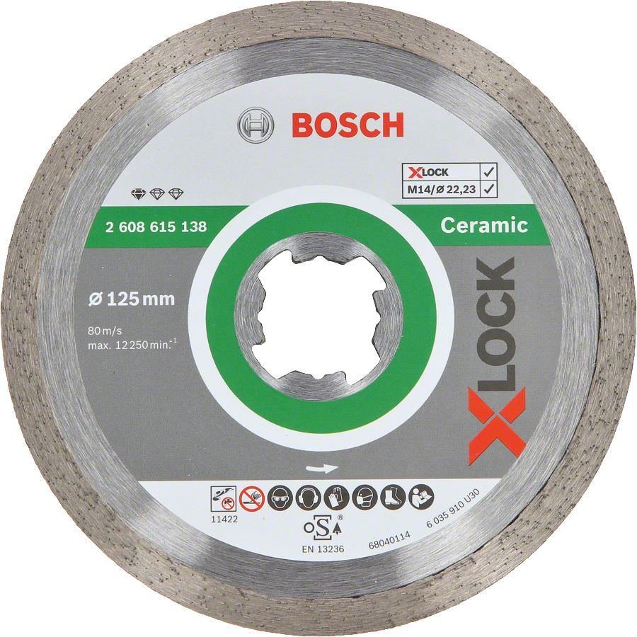 Deimantinis pjovimo diskas BOSCH X-Lock, 125 x 1,6 x 22,23 mm, keramikai