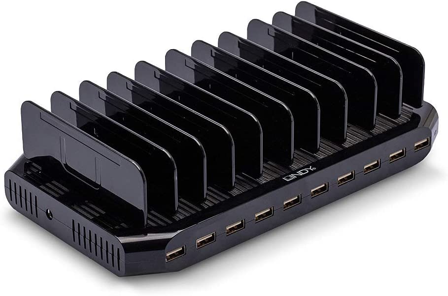 Įkrovimo stotelė Lindy 10 Port USB Charging Station, 10 x USB, juoda-1