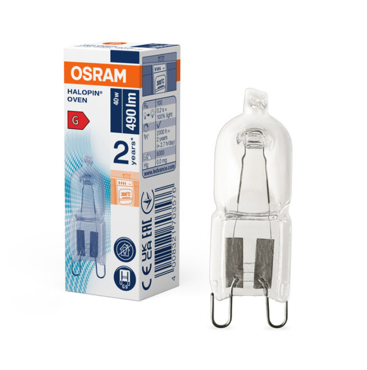 Halogeninė orkaitės lemputė OSRAM, G9, 40W, 2700K, 230V, 490 lm-0