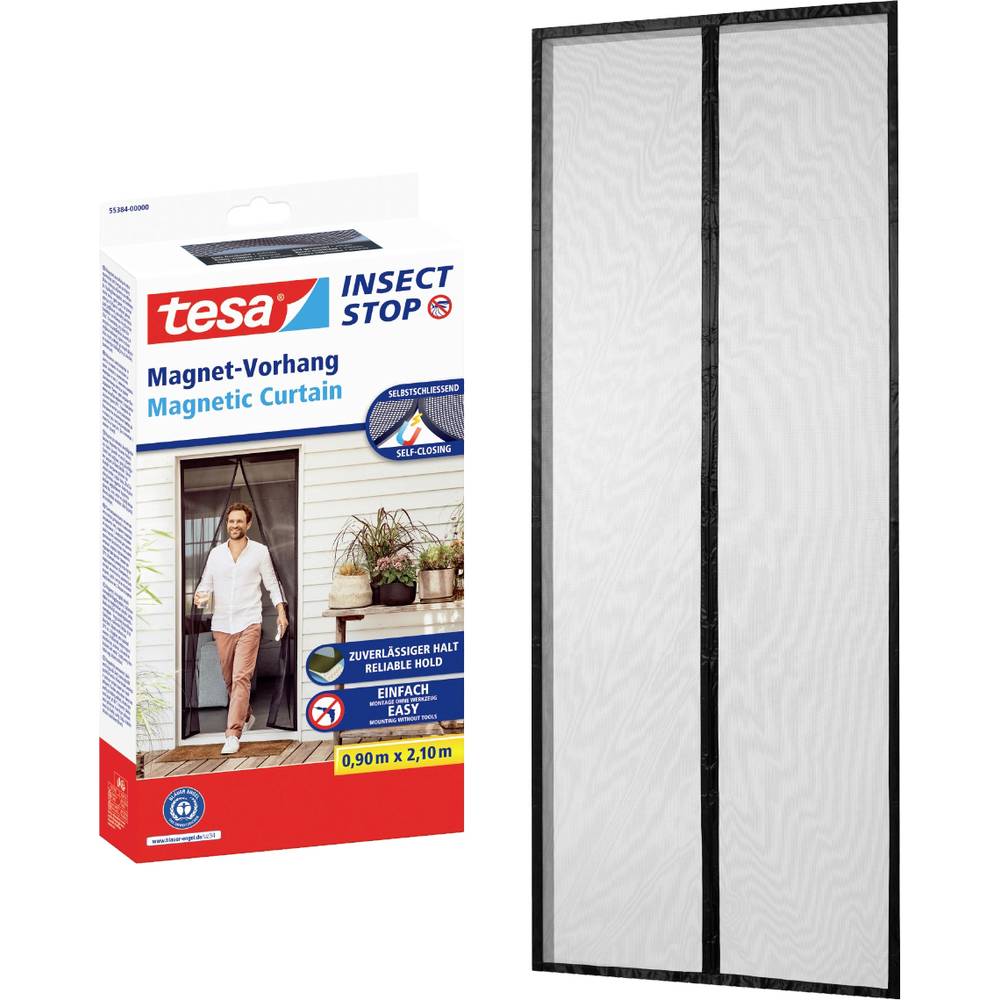 Apsauginis durų tinklelis TESA Insect Stop, su magnetais, antracito sp., 90 x 210 cm-0