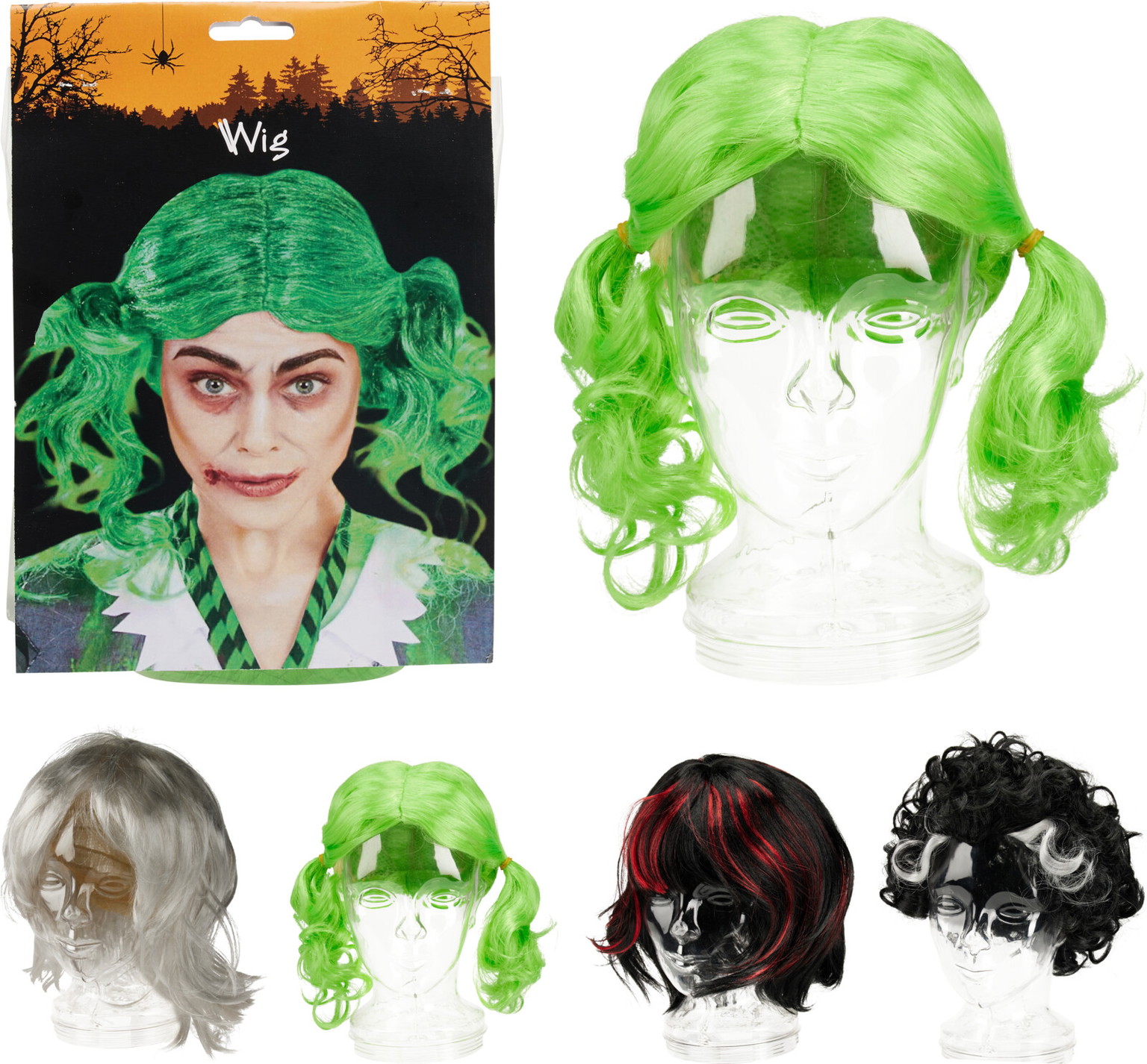 Dekoracija HALLOWEEN WIG, įvairių sp., 4 rūšių, 1,5 x 18 x 28 cm-0