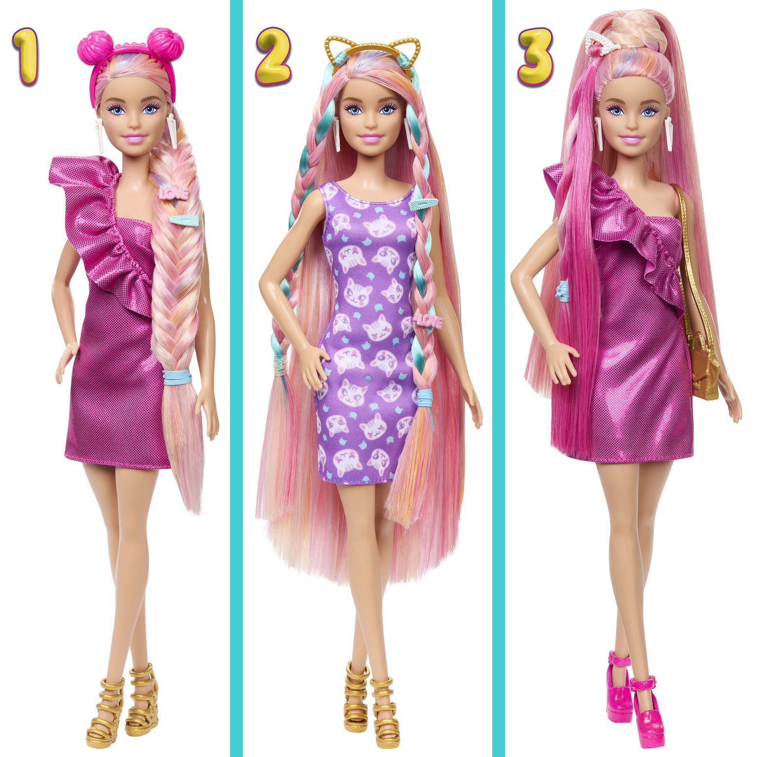 Barbie Fun and Fancy Hair lėlės rinkinys - 3