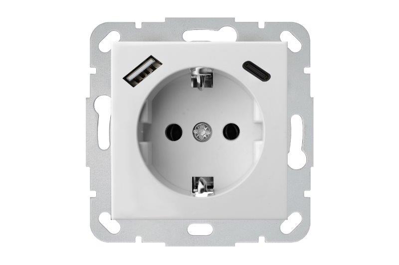 Kišt.lizdas su įžem. Ir USB A+C kroviklis."Epsilon" balta b/r-0