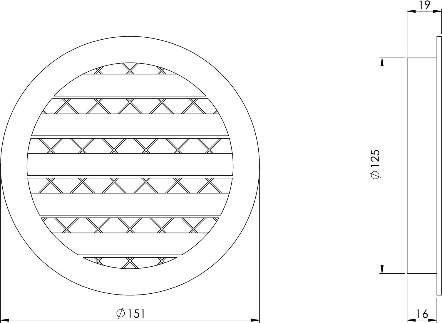 Aliuminio ventiliacijos grotelės MRA125B, DN125, apvalios, rudos sp. - 2