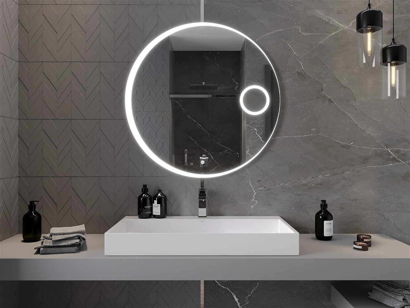 Vonios veidrodis Mexen Ella su LED apšvietimu ir šildymo kilimėliu, 90 cm - 4