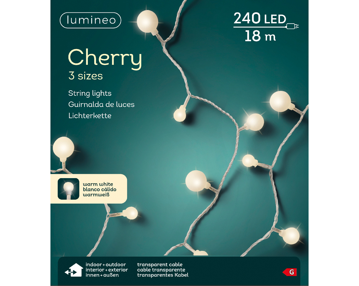 Elektrinė girlianda CHERRY, 240 LED, IP44, šiltai balta, 23 m - 5