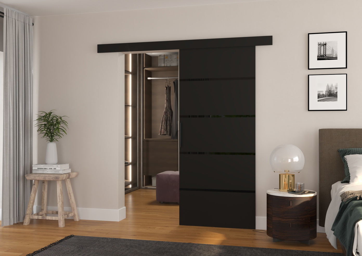 Stumdomos durys MUSCHU 96, 96 x 205 cm, juoda-0