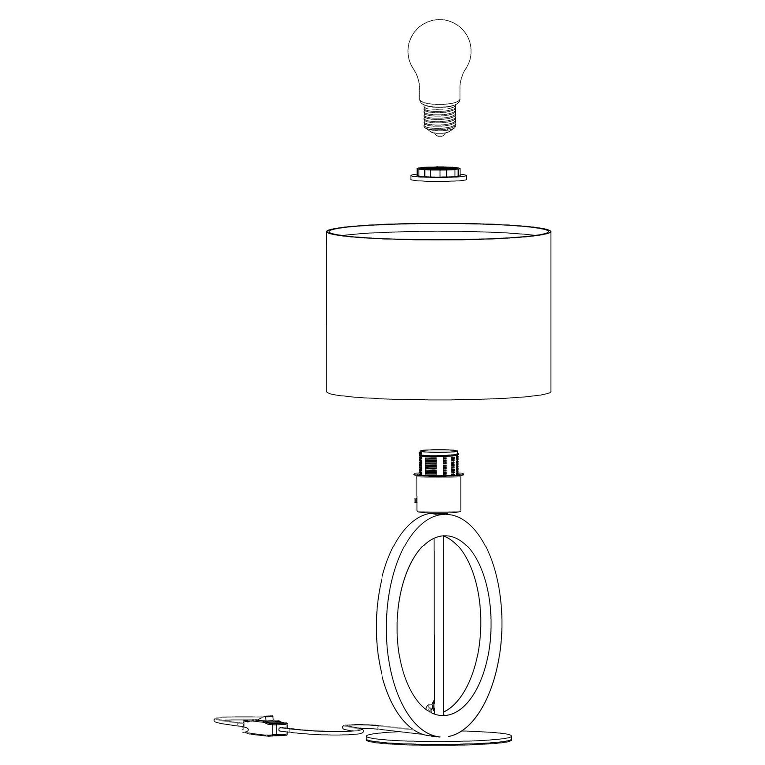Stalinis šviestuvas EGLO Basildon, 1 x E27, 40W, juodos/ medžio sp., h42,5 x ø23 cm - 3
