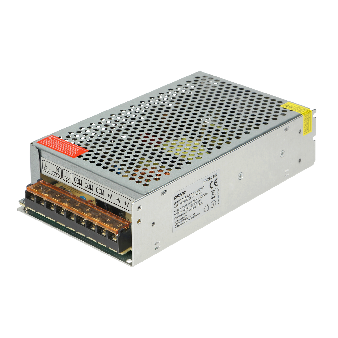 LED transformatorius ORNO, IP20, 250 W, įėjimas AC220-240V, išėjimas DC12V-0