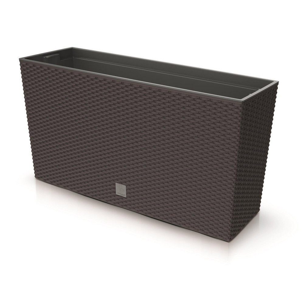 Lauko plastikinis vazonas RATO CASE M, su įdėklu, rudos sp., 24 x 77 x 41 cm-0