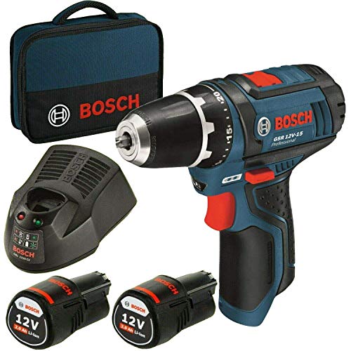 Akumuliatorinis gręžtuvas-suktuvas BOSCH PRO GSR 12V-15 (2x2.0Ah)-0