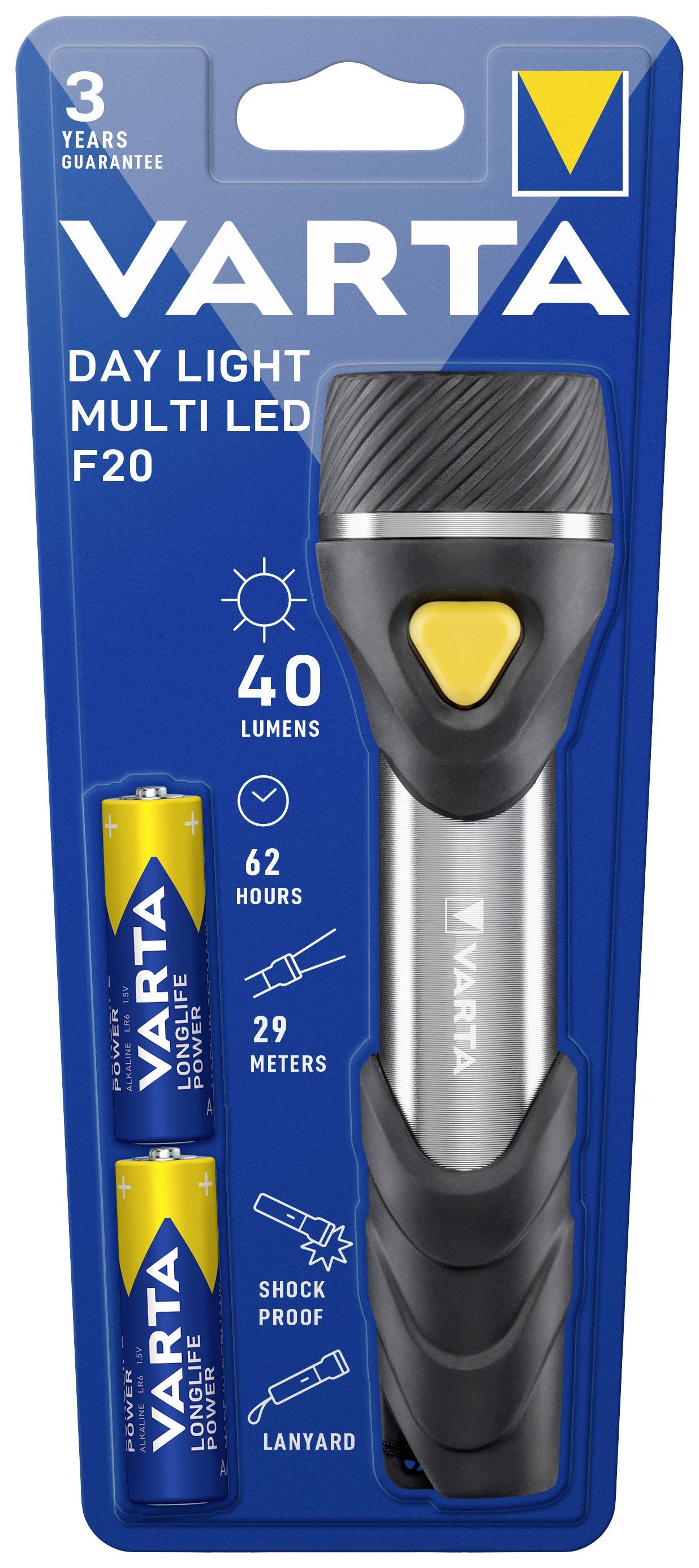 LED žibintuvėlis VARTA Day Light, 40 lm, elementai 2xAA (įeina), atstumas 29m, 16,4 cm-1