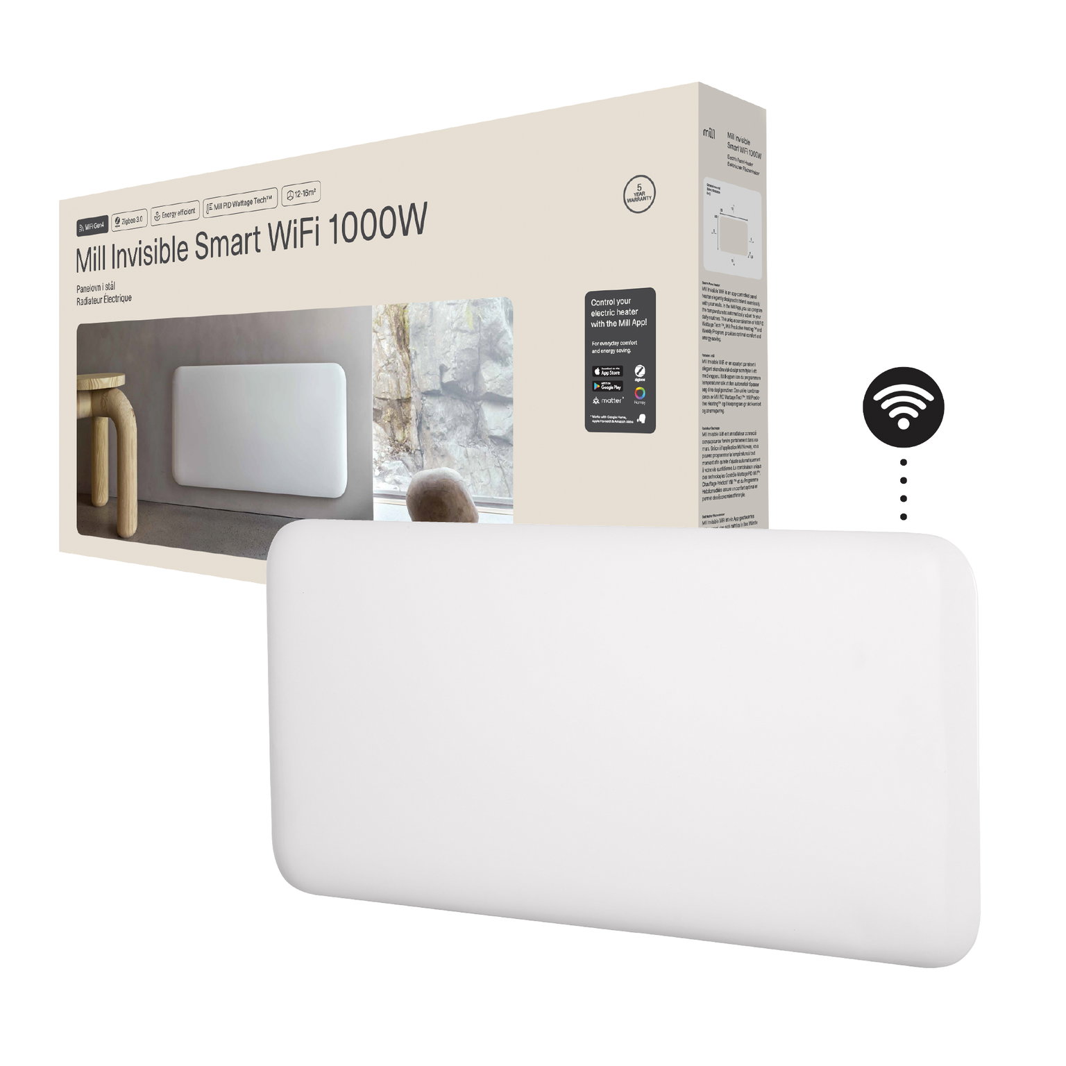 Konvekcinis šildytuvas MILL PA1000WIFI4 1000W Baltas-0