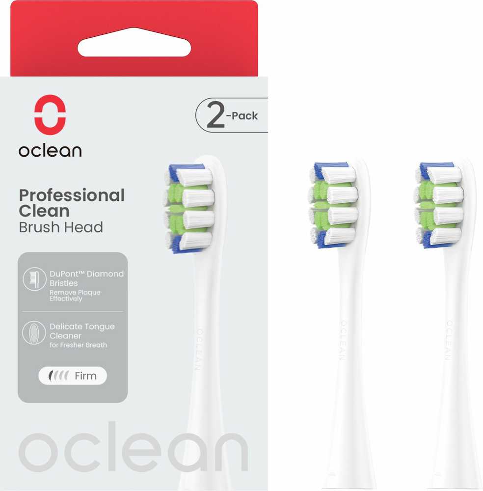 Pakaitinės dantų šepetėlio galvutės OCLEAN Professional Clean, kietos, 2 vnt., baltos sp.-0