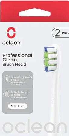 Pakaitinės dantų šepetėlio galvutės OCLEAN Professional Clean, kietos, 2 vnt., baltos sp.-1