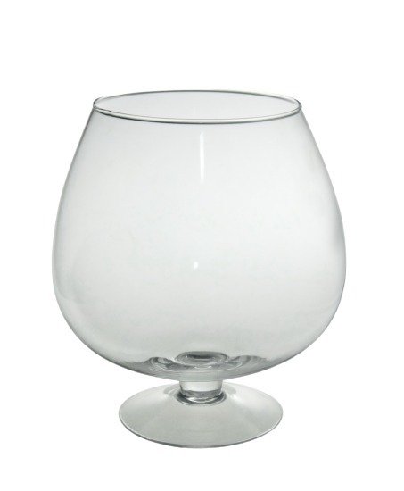 Stiklinė vaza, taurės formos, skaidrios sp., 21x18,8 cm