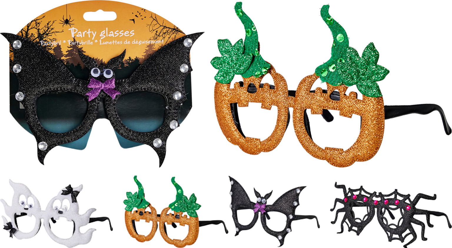 Dekoracija HALLOWENN GLASSES, įvairių sp., 4 rūšių, 2 x 14 x 19 cm-0