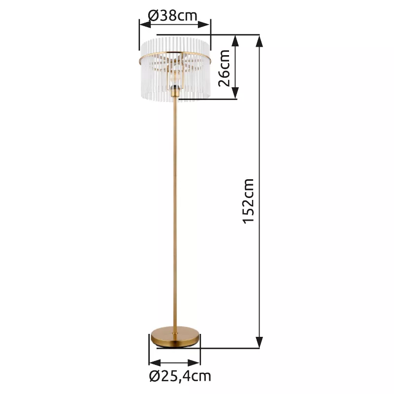 Toršeras GLOBO GORLEY, 1xE27, 60W, 230V, laidas 1,8m, metalas/stiklas, aukso sp, ø38x152cm - 5