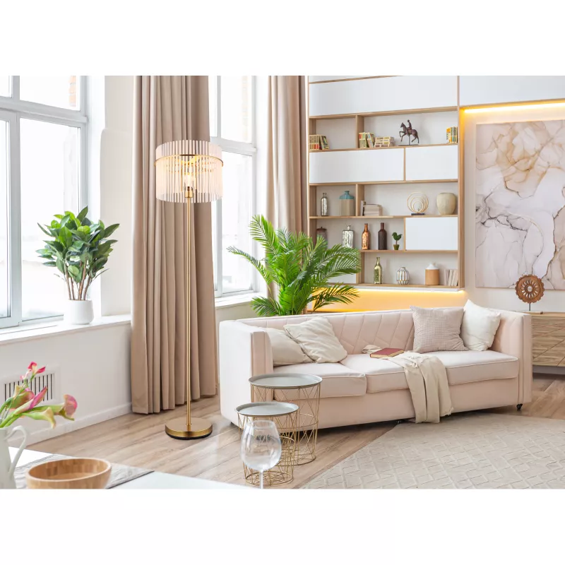 Toršeras GLOBO GORLEY, 1xE27, 60W, 230V, laidas 1,8m, metalas/stiklas, aukso sp, ø38x152cm-1