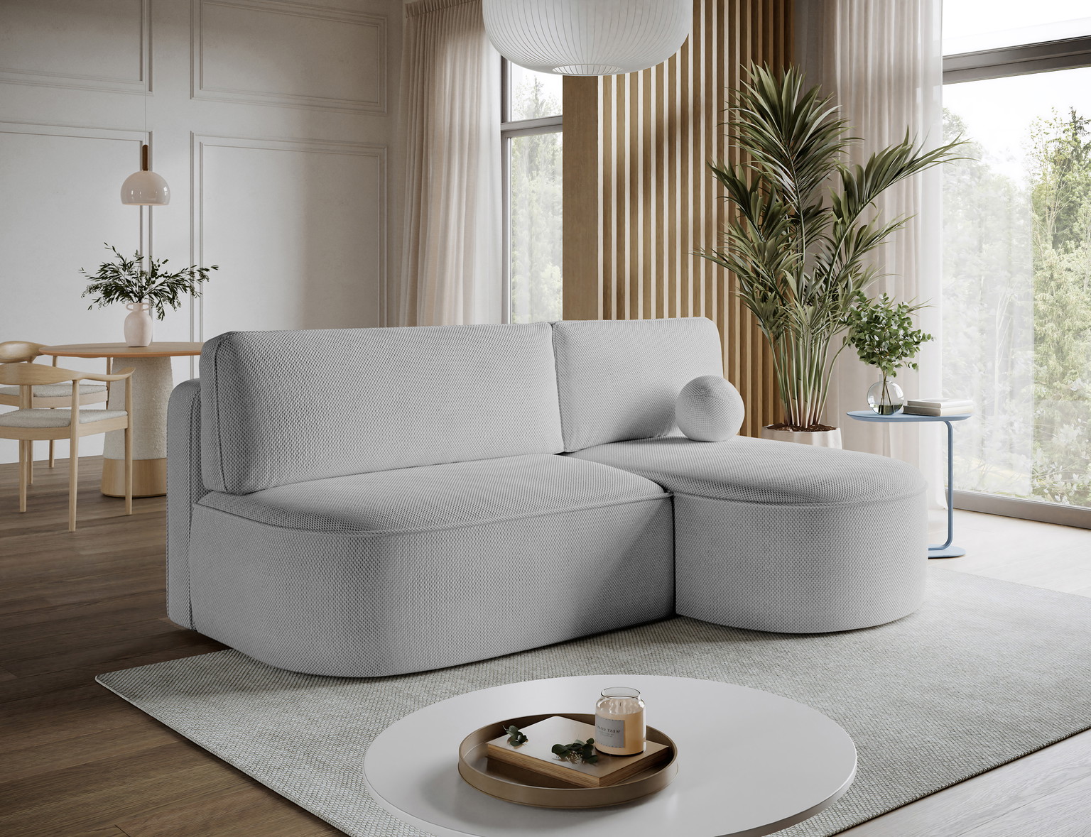 Kampinė sofa - lova Livosa Calmora 04, pilka sp., dešininė, 144 x 220 cm x 93 cm - 4