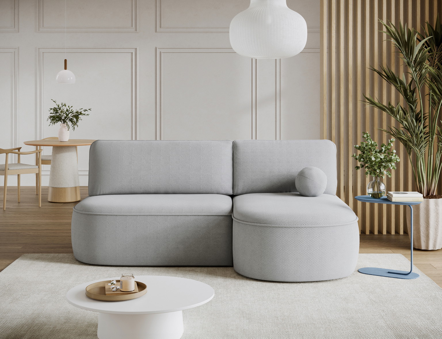 Kampinė sofa - lova Livosa Calmora 04, pilka sp., dešininė, 144 x 220 cm x 93 cm-1
